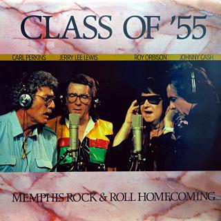 LP Class Of '55 = Carl Perkins / Jerry Lee Lewis / Roy Orbison / Johnny Cash (Deska je v krásném a lesklém stavu, jen pár jemných vlásenek. Bezvadný a čistý zvuk i v pasážích mezi skladbami. Obal je taky lesklý a v perfektní kondici.)