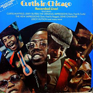 LP Curtis Mayfield ‎– Curtis In Chicago - Recorded Live (Deska ve velmi pěkném stavu, pár jemných vlásenek. Obal mírně obnošený. Asi 10 cm natrhnutá hrana a ustřihnutý roh (import).)