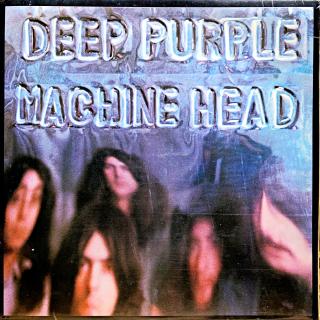 LP Deep Purple ‎– Machine Head (Deska je pěkná a lesklá, ale jsou na ní drobné, velmi jemné povrchové oděrky. Hraje dobře s mírným praskotem v záznamu, v pasážích mezi skladbami praskot výraznější. Rozevírací obal je pěkný, pouze lehké stopy používání.)