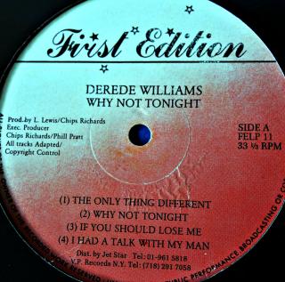 LP Derede Williams ‎– Why Not Tonight (ALBUM (UK, Rhythm &amp; Blues, Downtempo, Soul, Ballad, Reggae) )