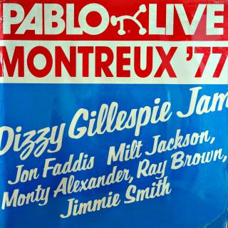 LP Dizzy Gillespie ‎– Montreux '77: Dizzy Gillespie Jam (ALBUM (Germany, 1977, Swing, Bop) OBAL V HORŠÍM STAVU, NA DESCE JEDNA VLÁSENKA)