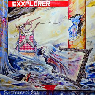 LP Exxplorer ‎– Symphonies Of Steel (Deska je trochu ohraná, mnoho vlásenek i jemných povrchových oděrek. Nicméně hraje fajn, dobrý zvuk, mírný praskot v tichých pasážích. Obal v dobrém stavu, jen drobné oděrky na hranách.)
