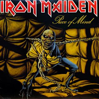 LP Iron Maiden ‎– Piece of Mind (Deska jen lehce ohraná s jemnými vlásenkami + pár velmi jemných, drobných oděrkek. Hraje výborně, bezvadný a čistý zvuk. Obal je v krásném a lesklém stavu, pouze velmi lehké stopy používání. Včetně orig. vnitřní obal s pot