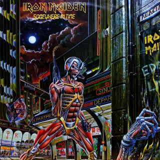LP Iron Maiden – Somewhere In Time (čtěte popis) (Na straně A jsou skvrny viz foto. V tichých pasážích je slyšet výrazný šelest, v hlasitých pasážích zaniká. Strana B je v bezvadném, lesklém stavu a hraje výborně. Skvrny nejdou odstranit. Obal je krásný. 