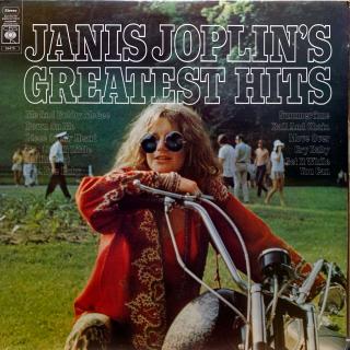 LP Janis Joplin ‎– Janis Joplin's Greatest Hits (Deska je mírně ohraná, mnoho jemných vlásenek. Hraje fajn, velmi dobrý a čistý zvuk. Obal je v pěkném stavu, lehké stopy používání.)