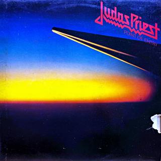 LP Judas Priest ‎– Point Of Entry (Deska je v pěkném a lesklém stavu, jen lehce ohraná s jemnými vlásenkami. Obal má kousek čelní strany utržený viz foto.)