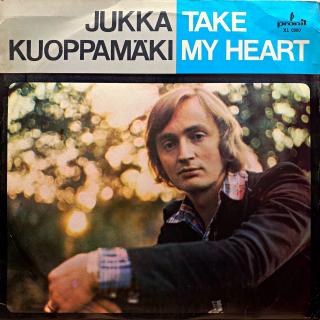 LP Jukka Kuoppamäki ‎– Take My Heart (Deska jen lehce ohraná s jemnými vlásenkami. Hraje fajn, dobrý zvuk. Obal je trochu obnošený s ošoupanými hranami.)