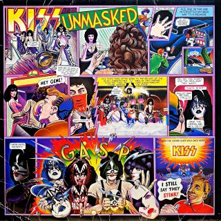 LP Kiss – Unmasked (Deska je ohraná, posetá jemnými vlásenkami + dvě jemné povrchové oděrky. Hraje fajn, velmi dobrý zvuk, jen mírný praskot mezi skladbami. Obal je lehce obnošený, odřené hrany viz foto.)