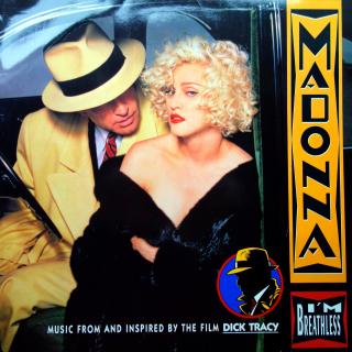 LP Madonna ‎– I'm Breathless (Music From And Inspired By The Film Dick Tracy)  (Deska je v pěkném a lesklém stavu, jen lehce ohraná s jemnými vlásenkami. Hraje skvěle, výborný a čistý zvuk. Obal je taky krásný, pouze velmi lehké stopy používání.)