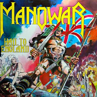 LP Manowar ‎– Hail To England (Deska mírně ohraná, mnoho jemných vlásenek. Nicméně hraje stále fajn, mírný praskot jen v tichých pasážích. Obal je v krásném stavu.)