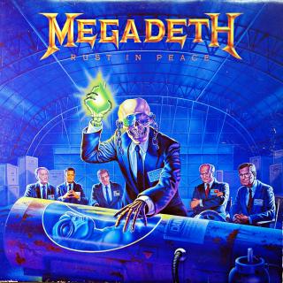 LP Megadeth ‎– Rust In Peace (Deska jen mírně ohraná s jemnými vlásenkami. Zvuk je kvalitní, mírný praskot pouze v tichých pasážích. Obal ve velmi dobrém stavu. Orig. vnitřní obal s potiskem.)