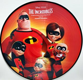 LP Michael Giacchino – The Incredibles (Vinyl s grafikou. Deska i obal jsou v bezvadném a lesklém stavu, jako nové. Obal je bílý, tvrdý, bez potisku.)