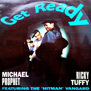 LP Michael Prophet and Ricky Tuffy Featuring The 'Hitman' Vangard ‎– Get Ready (ALBUM, UK, 1991, Reggae, Dancehall, NA ZADNÍ STRANĚ UTRHNUTÝ POTISK CCA 5x5 CM)