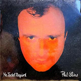 LP Phil Collins ‎– No Jacket Required (Na samém okraji desky na začátku nájezdové stopy (mimo záznam) je nečistota, která nejde odstranit. Kromě toho mírně ohraná s mnoha jemnými vlásenkami. Hraje fajn, velmi dobrý zvuk. Obal v perfektní kondici. Orig. vn