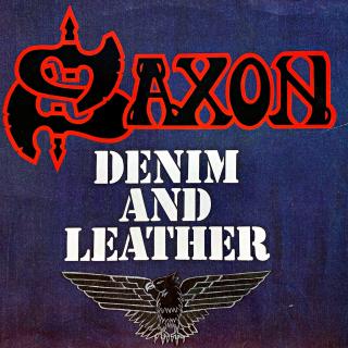 LP Saxon ‎– Denim And Leather (Deska je trochu ohraná, mnoho jemných vlásenek a pár drobných povrchových oděrek. Hraje fajn, bezvadný zvuk, jen mírný praskot v tichých pasážích. Obal je pěkný a lesklý s drobnými oděrkami na hranách.)