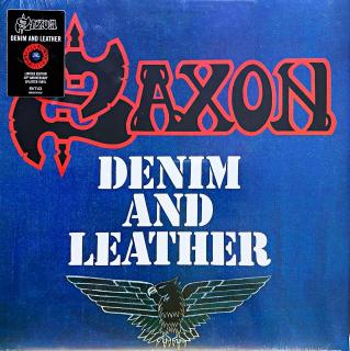 LP Saxon ‎– Denim And Leather (Modro-bílý vinyl s šedými stříkanci. Nové a stále zatavené ve fólii. Perfektní stav.)