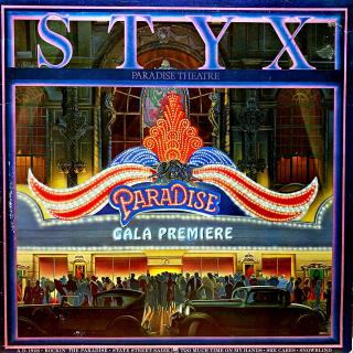 LP Styx ‎– Paradise Theatre (Deska je v krásném a lesklém stavu, pár jemných vlásenek. Hraje fajn, dobrý zvuk, mírný praskot i v tichých pasážích. Rozevírací obal má několik oděrek viz fotky. Laserem leptaný obrázek na straně B.)