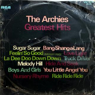 LP The Archies ‎– Greatest Hits (Deska je v horším stavu, posetá vlásenkami i hodně povrchových oděrek. Nicméně hraje dobře s výraznějším praskotem v záznamu. Obal ve špatném stavu viz foto.)