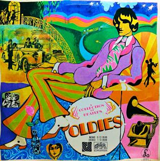 LP The Beatles ‎– A Collection Of Beatles Oldies (Včetně přílohy s textem (4 strany). Deska je v krásném a lesklém stavu, jen lehce ohraná s jemnými vlásenkami pod ostrým světlem. Hraje skvěle, bezvadný a čistý zvuk i v pasážích mezi skladbami. Obal je pě