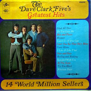 LP The Dave Clark Five ‎– The Dave Clark Five's Greatest Hits (Deska je hodně ohraná, posetá vlásenkami i mnoho jemných povrchových oděrek. Hraje s mírným praskotem v záznamu, v tichých pasážích praskot výraznější. Obal je mírně obnošený.)