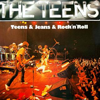 LP The Teens ‎– Teens &amp; Jeans &amp; Rock 'n' Roll (Deska je mírně ohraná, mnoho jemných vlásenek. Hraje fajn, bezvadný zvuk, jen mírný praskot v pasážích mezi skladbami. Obal v pěkném stavu, jedna malá oděrka na zadní straně.)