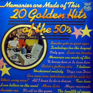 LP Unknown Artist ‎– Memories Are Made Of This - 20 Golden Hits Of The 50's (Jedna drobná nečistota ve skladbě A9. Zde jsou pět otoček slyšet lupance. Jinak pouze jemné vlásenky, mírný praskot v pasážích mezi skladbami. Obal v pěkném stavu, lehké stopy po