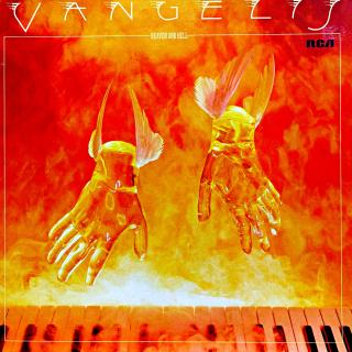 LP Vangelis – Heaven And Hell (Deska je v krásném a lesklém stavu, jedna jemná povrchová šmouha a pár ultra-jemných vlásenek. Hraje bezvadně, výborný a čistý zvuk. Rozevírací obal je taky v krásném a lesklém stavu, jen cca 3 cm proseknutá hrana.)