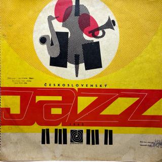 LP Various ‎– Československý Jazz 1965 (Včetně brožury (8 stran, svázáno). Deska je mírně ohraná, mnoho jemných vlásenek. Hraje fajn s mírným praskotem v tichých pasážích. Obal je trochu obnošený s dvěma razítky a popiskem na čelní straně.)