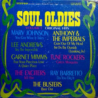 LP Various ‎– Soul Oldies - Volume 1 (Deska je trochu ohraná s vlásenkami a několika malými povrchovými oděrkami. Pár otoček jsou slyšet mírné prskance, ale jinak hraje velmi dobře. Obal mírně obnošený a má hrany olepené páskou viz foto.)