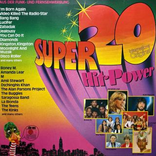 LP Various ‎– Super 20 Hit-Power (Deska je lehce ohraná s vlásenkami. Hraje fajn, bezvadný zvuk. Obal ve velmi pěkném stavu.)