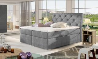 Boxspring BRODY 140/200 (látka Omega 13 šedá tmavší)  (Luxusní kontinentální manželská postel v látce Omega 13 o rozměru 140x200cm. Vysoké čelo pro pohodlné opření, kvalitní bonelové matrace a vrchní Topper s elastickou pěnou, která se přizpůsobí vašemu t