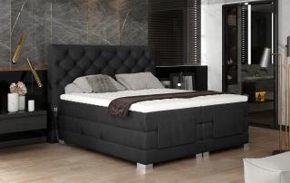 BOXSPRING HABRIN 140/200 (MatVelvet 99) (Luxusní prémiová kontinentální postel s elektricky stavitelným roštem v rozměru 140x200 bez úložného prostoru. Systém 3 matrací pro dokonale pohodlný a zdravý spánek)