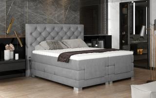 BOXSPRING HABRIN 180/200 (Monolith 84) (Luxusní prémiová kontinentální postel s elektricky stavitelným roštem v rozměru 180x200 bez úložného prostoru. Systém 3 matrací pro dokonale pohodlný a zdravý spánek)