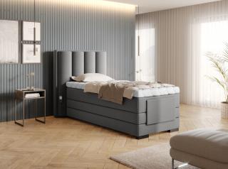 BOXSPRING ROMALA 90/200 (Gojo 05) (Luxusní prémiová kontinentální postel s elektricky stavitelným roštem v rozměru 90x200 bez úložného prostoru. Systém 3 matrací pro dokonale pohodlný a zdravý spánek)