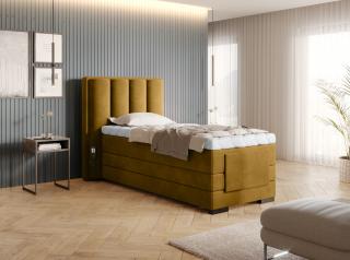 BOXSPRING ROMALA 90/200 (Loco 45) (Luxusní prémiová kontinentální postel s elektricky stavitelným roštem v rozměru 90x200 bez úložného prostoru. Systém 3 matrací pro dokonale pohodlný a zdravý spánek)