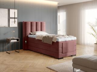 BOXSPRING ROMALA 90/200 (Lukso 24) (Luxusní prémiová kontinentální postel s elektricky stavitelným roštem v rozměru 90x200 bez úložného prostoru. Systém 3 matrací pro dokonale pohodlný a zdravý spánek)