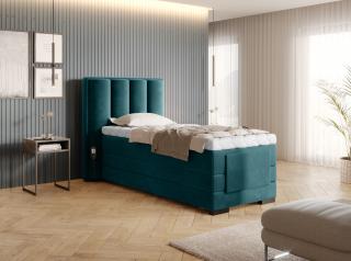 BOXSPRING ROMALA 90/200 (Lukso 39) (Luxusní prémiová kontinentální postel s elektricky stavitelným roštem v rozměru 90x200 bez úložného prostoru. Systém 3 matrací pro dokonale pohodlný a zdravý spánek)