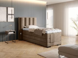 BOXSPRING ROMALA 90/200 (Nube 20) (Luxusní prémiová kontinentální postel s elektricky stavitelným roštem v rozměru 90x200 bez úložného prostoru. Systém 3 matrací pro dokonale pohodlný a zdravý spánek)