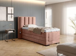 BOXSPRING ROMALA 90/200 (Nube 24) (Luxusní prémiová kontinentální postel s elektricky stavitelným roštem v rozměru 90x200 bez úložného prostoru. Systém 3 matrací pro dokonale pohodlný a zdravý spánek)
