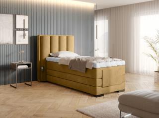 BOXSPRING ROMALA 90/200 (Nube 45) (Luxusní prémiová kontinentální postel s elektricky stavitelným roštem v rozměru 90x200 bez úložného prostoru. Systém 3 matrací pro dokonale pohodlný a zdravý spánek)