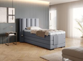 BOXSPRING ROMALA 90/200 (Poco 04) (Luxusní prémiová kontinentální postel s elektricky stavitelným roštem v rozměru 90x200 bez úložného prostoru. Systém 3 matrací pro dokonale pohodlný a zdravý spánek)