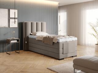 BOXSPRING ROMALA 90/200 (Poco 07) (Luxusní prémiová kontinentální postel s elektricky stavitelným roštem v rozměru 90x200 bez úložného prostoru. Systém 3 matrací pro dokonale pohodlný a zdravý spánek)