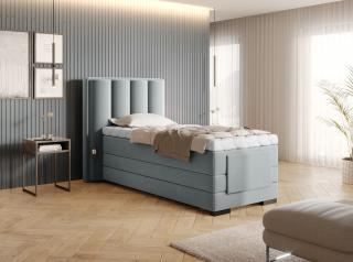 BOXSPRING ROMALA 90/200 (Savoi 100) (Luxusní prémiová kontinentální postel s elektricky stavitelným roštem v rozměru 90x200 bez úložného prostoru. Systém 3 matrací pro dokonale pohodlný a zdravý spánek)