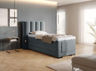 BOXSPRING ROMALA 90/200 (Velvetmat 04) (Luxusní prémiová kontinentální postel s elektricky stavitelným roštem v rozměru 90x200 bez úložného prostoru. Systém 3 matrací pro dokonale pohodlný a zdravý spánek)