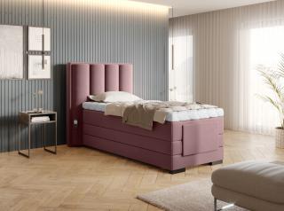 BOXSPRING ROMALA 90/200 (Velvetmat 24) (Luxusní prémiová kontinentální postel s elektricky stavitelným roštem v rozměru 90x200 bez úložného prostoru. Systém 3 matrací pro dokonale pohodlný a zdravý spánek)