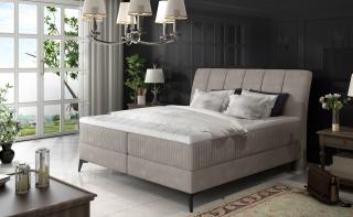 Boxspring SOLISU 140/200 (látka Paros 02)  (Krásná a luxusní kontinentální manželská postel v rozměru 140x200cm a provedení Paros 02. Vysoké čelo pro pohodlné opření, kvalitní bonelové matrace a vrchní Topper s elastickou pěnou, která se přizpůsobí vašemu