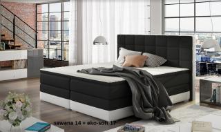 Boxspring ZEUS 140/200 (Sawana 14 + ekokůže Soft 17)  (Luxusní kontinentální postel s úložným prostorem v rozměru 140/200 v provedení Sawana 14 + Soft 17)