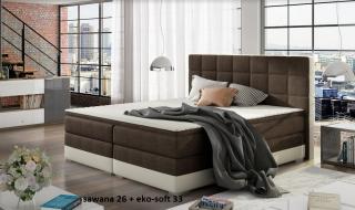 Boxspring ZEUS 140/200 (Sawana 26 + ekokůže Soft 33)  (Luxusní kontinentální postel s úložným prostorem v rozměru 140/200 v provedení Sawana 26 + Soft 33)