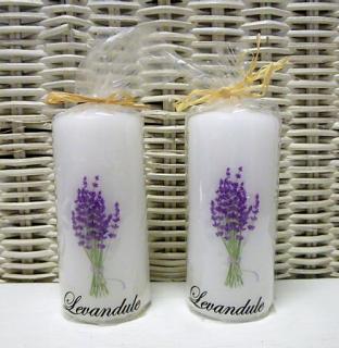 Levandulová svíčka - váleček bílá