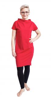 Šaty MUSE krátký rukáv červená S-M
